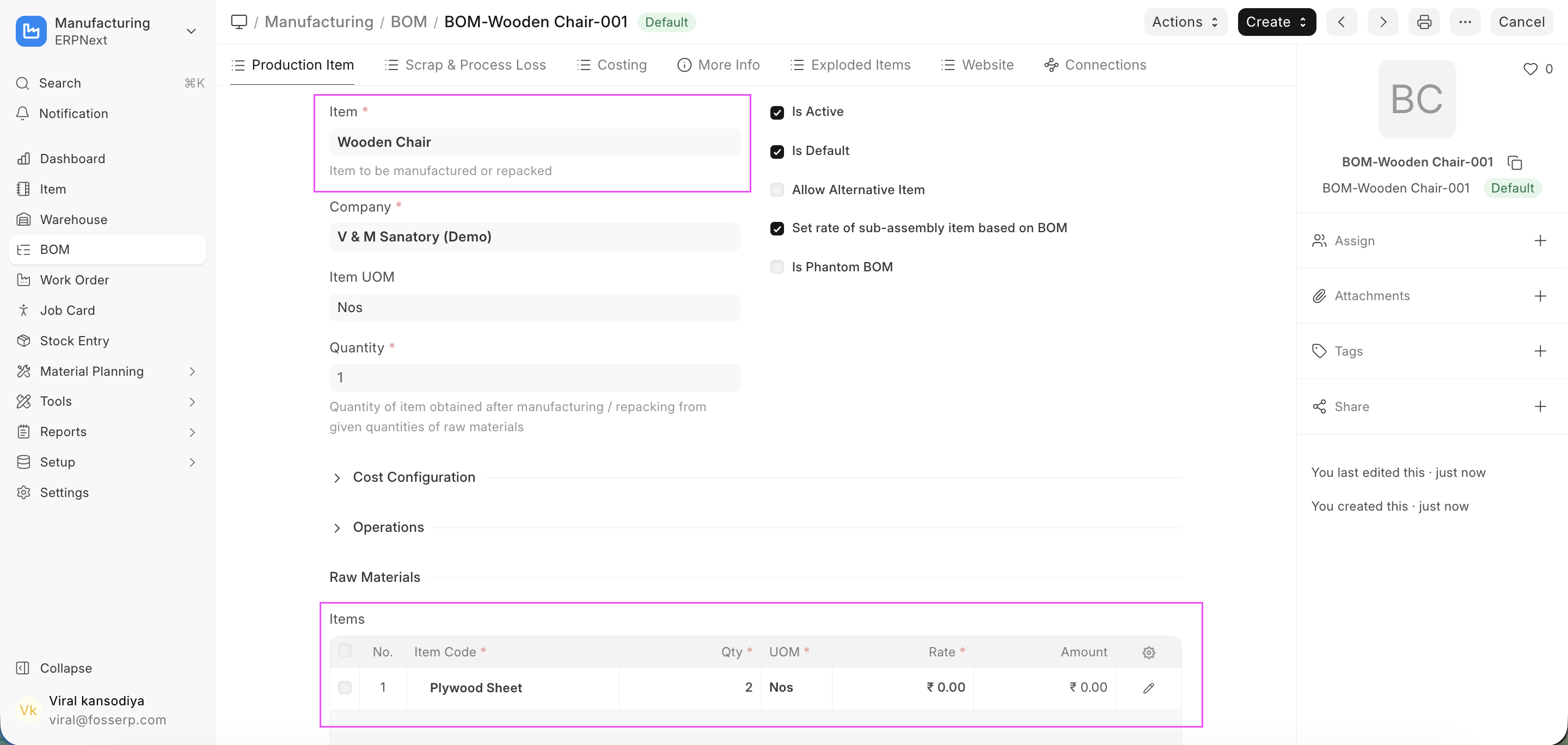 Bill of Materials Creation