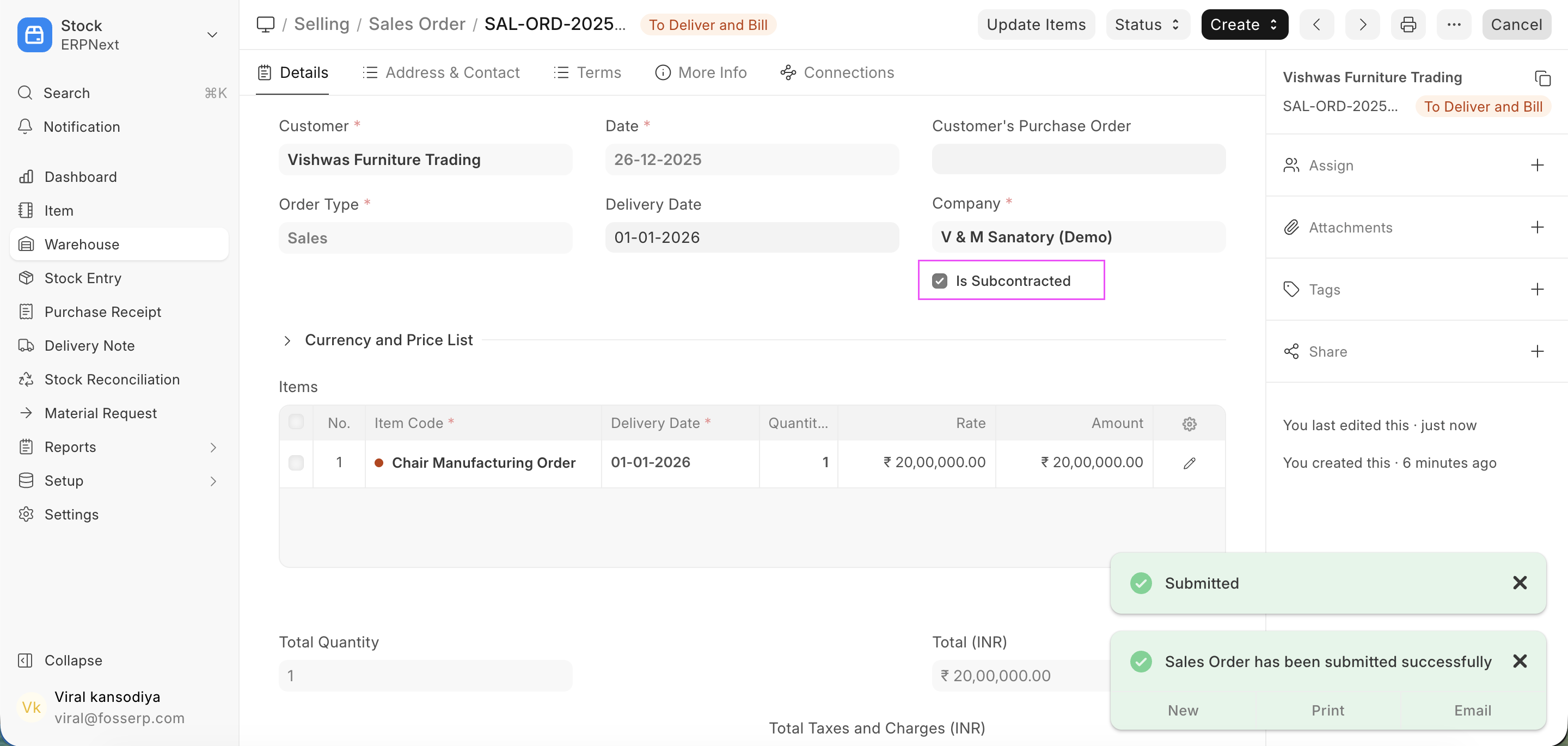 Sales Order Creation